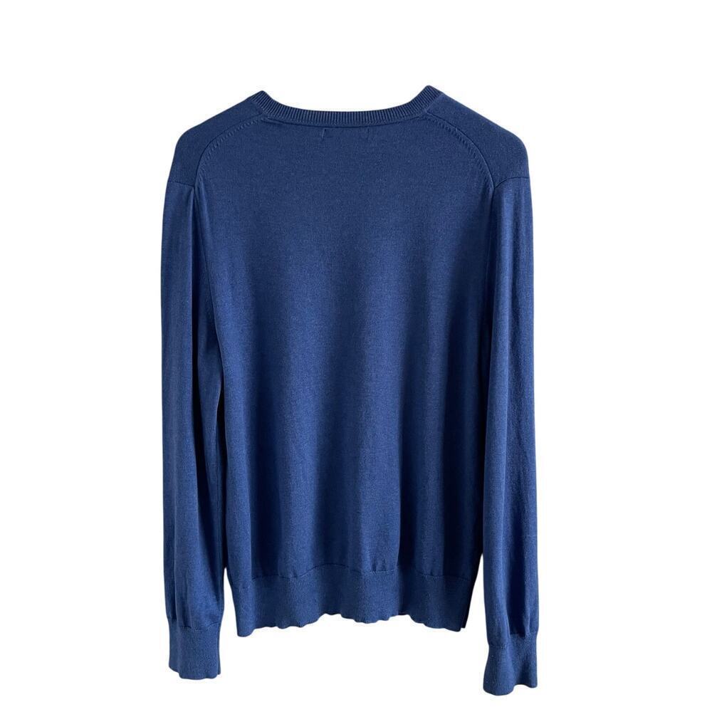 Banana Republic V-neck Silk Cashmere Sweater Blue Large Preppy Academia - Picture 2 of 8